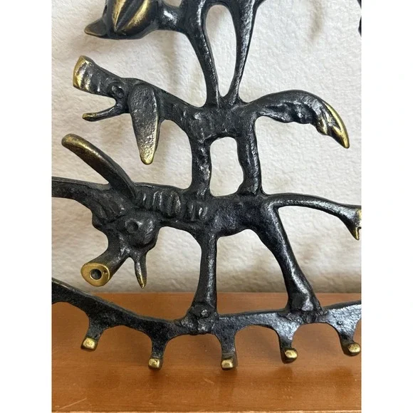 Vintage MCM Walter Bosse Ebonized Brass Key Holder Bremen‎ Town Musicians